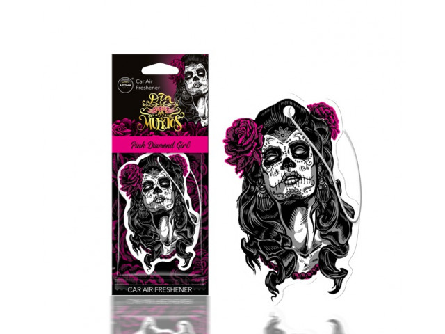 Ароматизатор для авто подвесной  Aroma Car Dia de Muertos аромат Diamond Girl Pink, Польша