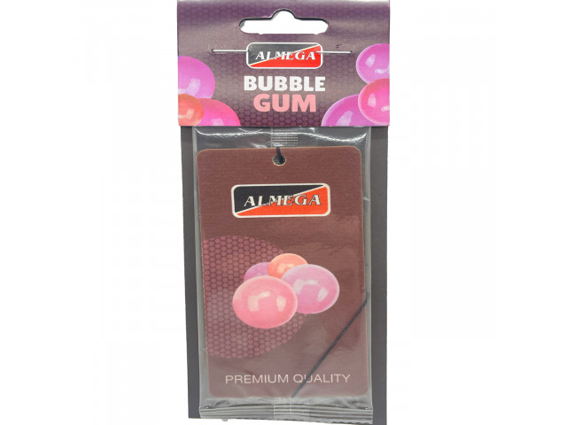 Ароматизатор для авто картонный  ALMEGA  BUBBLE GUM (жвачка) подвесной