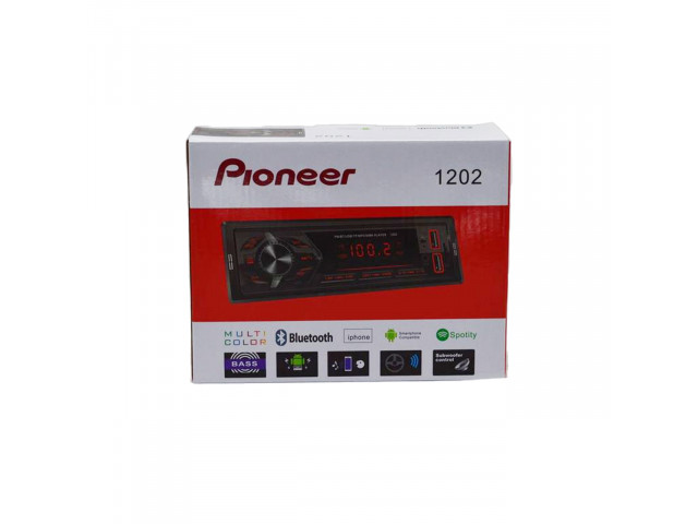 Автомагнитола  Pioneer 1202  Bluetooth, 1 Din, MP3, AUX, 2 USB, 50W*4, с пультом