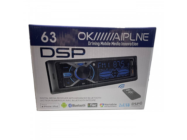 Автомагнитола DSP  63  Bluetooth, 1 Din, MP3, AUX, 2 USB, 50W*4, RGB, Flac, с пультом