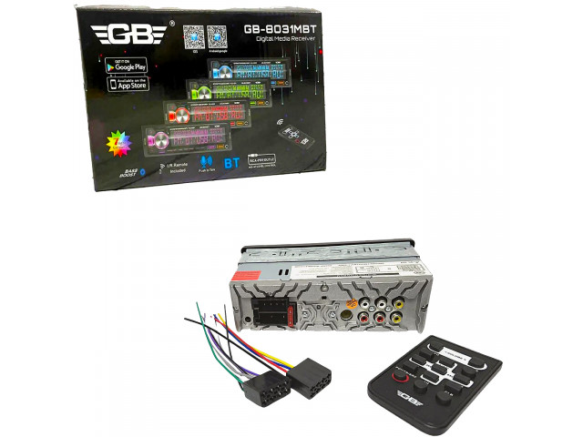 Автомагнитола  GB-8031MBT  Bluetooth, 1 Din, MP3, AUX, 2 USB, 50W*4, BASS BOOST с пультом